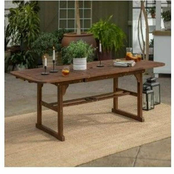 Walker Edison Furniture Wood Patio Butterfly Leaf Dining Table in Dark Brown OWTEXDB